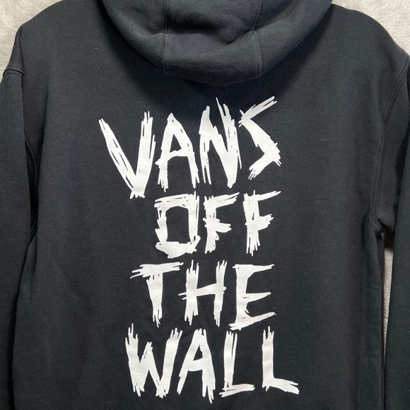 Vans Off The Wall Pullover Hoodie Black Size M Graphic Kangaroo Pocket Skate - Picture 5 of 9